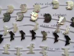 bulk 10strands 9x15mm ,Top Quality ,MOP shell mother of pearl rabbit elephant cat animals white blac