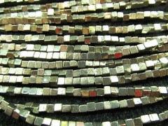 genuine Raw pyrite 2strands 4-10mm Cube iron golden grey box square diameter gleaming pyrite beads