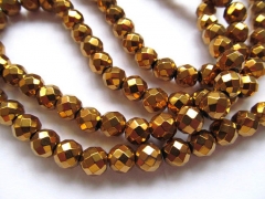 3-12mm 5strands high quality hematite beads round ball gold silver black mixed faceted gemstone