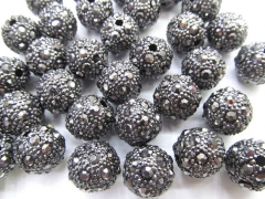 wholesale 100pcs 6 8 10 12 14mm Micro Pave Hemaite Crystal Brass Spacer Round Ball Gunmeta Charm bea