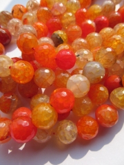 5strands 8 10 12mm  agate gemstone onyx bead round ball faceted cracked oranger yellow assortment jewelry beads