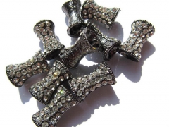 fashion tubular metal spacer &cyrstal rhinesone 10x16mm 100pcs ,black gold silver assortment jewelry