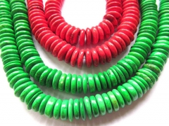 wholesale LOT 10MM turquoise stone button rondelle red green olive mixed jewelry beads --5strands 16
