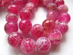 bulk 12mm 5strands fireagate bead round ball faceted fuchsia red assortment jewelry beads