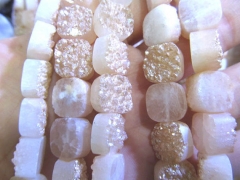 Drilled--genuine white druzy gems 10-15mm full strand Drusy Agate Round square box Rose AB mystic Ra