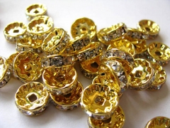 bulk 200pcs 6mm high quality metal spacer clear crystal silver gold black and rose gold mixed