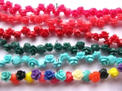 resin plastic 8mm 50pcs--high quality rose florial petal red blue pink green assortment color jewelr