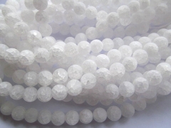 high quality bulk 10mm 5strands natural white quartz beads,round ball matt crab cracked crystal gerg