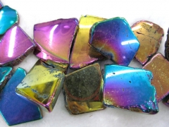 sale 30-50mm 17inch /L agate bead freeform nuggets teardrop slab points drilled mystic rainbow blue 