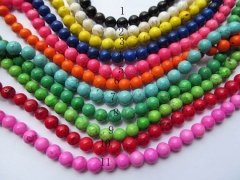 wholesale turquoise beads round ball green pink hot red blue oranger black mixed jewelry beads 8mm--