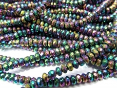 5strands 2x4mm-5x8mm wholesale hematite beads rondelle abacus mystic green silver gold black mixed f