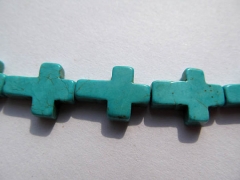 wholesale bulk turquoise semi precious crosses blue green jewelry bead 18x25mm--10strands 16inch