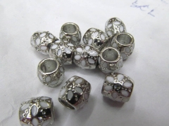 wholesale 50pcs 9x13mm Vintage Rhinestone Brass Connector ,Rice Drum Antique Silver Rose Gold Black 