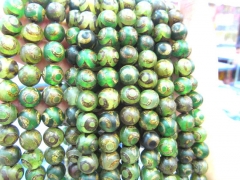 Fashion 5strands 8 10 12mm Tibetant Agate Gem Round Ball Evil Matte for making jewelry Green Brown L