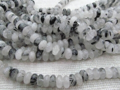 wholesale 5strands 5x8mm genuine black rutilated quartz rondelle abacus gemstone bead