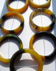 large 55mm --3strands genuine agate bead circle roundel donut yellow green black mixed jewelry beads