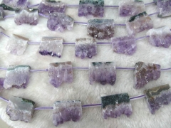 high quality 18x25mm full strand Raw cap amethyst quartz Natural rock Quartz nuggets freeform rectan