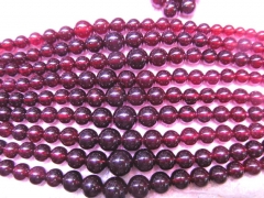 AA+ genuine garnet necklace 4-10mm full strand gemstone round ball deep red Burgundy jewelry beads