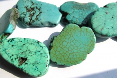 2strands 16inch 25-50mm Turquoise gergous, Magnasite slab freeform blue green jewelry beads