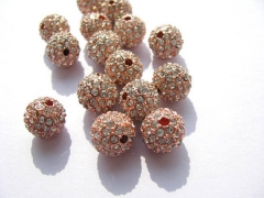 high quality 10mm 20pcs sideway metal spacer round ball silver gold rose gold mixed crystal rhinesto