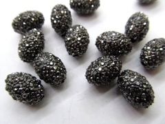 high quality 12pcs 12x16mm Pave Micro Rhinestone Brass Crystal Connector ,Rice Drum Hematite Gunmeta