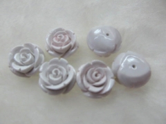 high quality 16mm 100pcs turquoise bead rose florial petal carved cream white jewelry ring ----half 