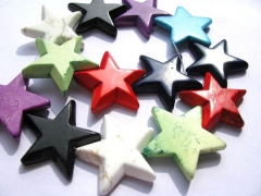 bulk turquoise semi precious star green pink red black white mixed jewelry beads 40mm--2strands 16in