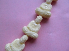 fashion 25x20mm full strand resin/plastic/acrylic gergous buddha carved cream white pendant bead