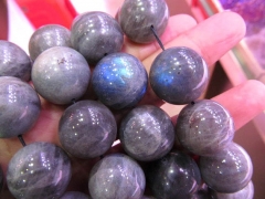 high quality 4-20mm full strand genuine labradorite beads , round ball shiney blue jewelry beads