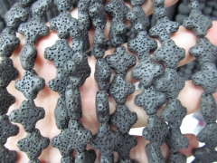 wholesale 5strands 12mm lava volcanic cross black jet charm jewelry beads