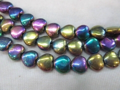 5strands6 8 10mm Hematite gem Titanium plated ,heart love rainbow gray blue silver,gold,gunmetal,pur