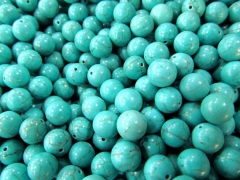 Half Drilled--4 -12mm 100pcs high quality turquoise beads round ball blue green earrings bead