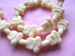 fashion 25x20mm full strand resin/plastic/acrylic gergous buddha carved cream white pendant bead