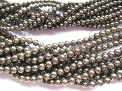 genuine pyrite beads 4mm 5strands 16inch strand ,high quality iron gold round ball smooth jewelry be