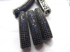 AAA grade 10x40mm 6pcs pave metal spacer &cubic zirconia crystal column tube curve silver gold mixed