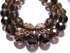 20mm full strand high quality crystal smoky quartz beads round ball faceted brown jewelry beads