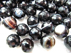 high quality 12mm 2strands gergous agate bead round ball faceted black veins jewelry bead