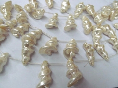 wholesale 18-35mm 5strands genuine shelll bead gergous freeform screw yellow mixed charm jewelry