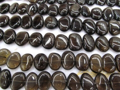 natural smoky quartz high quality 12-16mm full strand rock crystal quartz freeform oval marquise fla