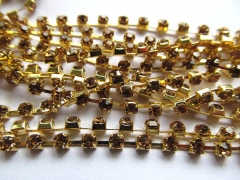 free ship-- 5M 3mm high quality rhinestone handmade chain,metal tone box crimsone gold assortment je