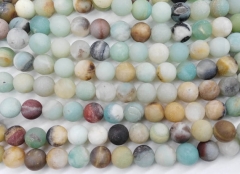 wholesale 2strands 4-16mm Natural amazonite for making jewelry Round Ball matte aqua boue rainbow je