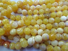 wholesale discount 6-16mm full strand natural agate bead round ball craked faceted pink yellow green