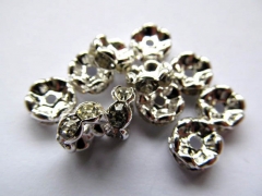off 20%--200pcs 6 8 10 12mm top quality crystal rhinestone rondelle spacer carved beads gold silver 