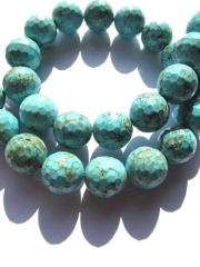5strands 4-12mm turquoise beads round ball faceted blue green mixed jewelry beads