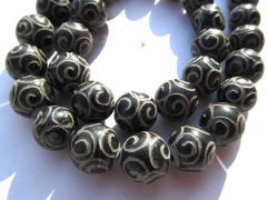 wholesale bulk agate bead round ball carved black assortment jewelry beads12mm--5strands 16inch/L