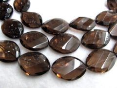 18-40mm full strand handmade larger natuaral crystal smoky quartz oval faceted jewelry beads focal