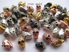 8x12mm 20pcs bling metal spacer skull skeleton silver gold rose gold black mixed with czech crystal 