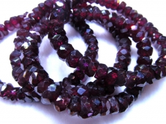 high quality 5x8mm 8inch genuine garnet rhodolite beads round rondelle faceted rose red jewelry bead