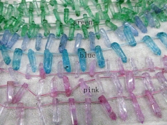 new arrive 15-50mm 2strands genuine quartz crystal freeform spikes points cherry rose green blue mix