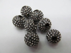 6mm 8mm 100pcs high quality bling ball tone spacer round ball black &clear rhinestone